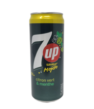 2 Cans of 7Up France Mojito Mint &amp; Lime Soft Drink 330ml Each -Free Ship... - £20.55 GBP