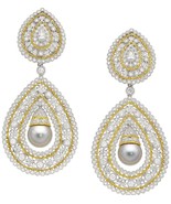 18k Gold + Rhodium 10 mm Cultured Pearl 7.5ct Diamond Day/Night Earrings... - $20,077.29 CAD