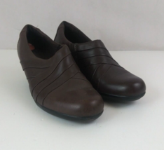 Clarks Channing Essa Women&#39;s Brown Leather Slip On Comfort Dress Shoes S... - $24.74