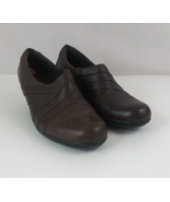 Clarks Channing Essa Women&#39;s Brown Leather Slip On Comfort Dress Shoes S... - $24.74