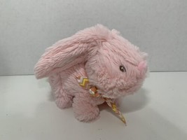 G by Gund small mini plush pink Easter bunny rabbit chevron orange striped bow - £4.18 GBP