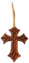 Western 5&quot;  Barrel Trail Riding Tooled Leather Cross Saddle Charm 96FK04 - $12.86