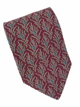 Giorgio Armani Neck Tie Men&#39;s Silk Maroon Red Coral Pattern Print Made I... - $31.54