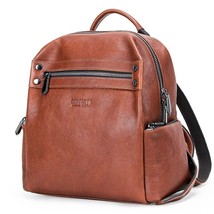 Casual Backpack Women 100% Genuine Leather Shoulder Bag For Girls Quality Female - £74.57 GBP