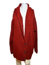 Free People Oversized Cardigan Women&#39;s Medium Red Sweater Bohemian 3 Button - AC - £23.62 GBP