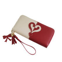 Wallet for Women,Love Heart Leather Zipper Wallet,Long Wallet Clutch Wri... - £13.38 GBP