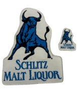 VTG Schlitz Malt LIquor Patches - Blue Bull on White - 2 pcs, 9.5 x7, 3.... - $15.95