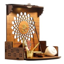 Wooden Beautiful Pooja Stand for Home-Office Mandir for Home Temple Ghar US - £40.47 GBP