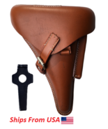 WWII German Luger P08 Hardshell Leather Brown Holster Free Takedown Tool - £21.81 GBP