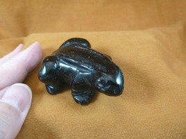 Y-FRO-726) little Black Onyx FROG gemstone CARVING figurine love frogs A... - $17.53