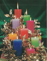 Vintage Christmas Card Colorful Candles Photo Christmas Sparkles Gibson ... - $6.92