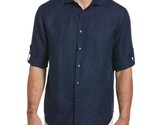 Cubavera Mens Regular-Fit Linen-Blend Tonal Shirt in Dress Blue-Small - $39.97