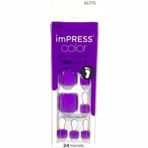 NEW Kiss Nails Impress Color Press On Pedicure Gel Solid Purple Toe Nails - $12.88