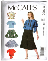 McCall&#39;s M7630 Misses  14 to 22 Tops Sewing Pattern New - $13.91