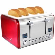 Megachef 4 Slice Toaster in Stainless Steel Red - £47.47 GBP