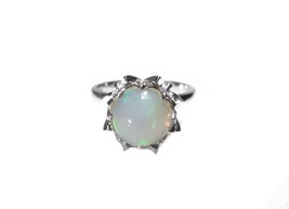 Silver Opal Solitaire Ring 6 Ct Opal Ring Natural Opal Solitaire Band 925 Silver - £138.68 GBP