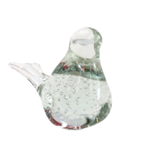 Bird Figurine Art Glass Clear Controlled Bubbles 2.75&quot; Vtg Finch Paperweight - £18.79 GBP