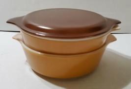 Vintage Pyrex 471/472 Casserole Dish 1 pint 1.5 pint Solid Brown w/ Lid ... - $37.06