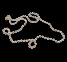 Faux Pearl Necklace Light Pink 29 Inches Lobster Claw Clasp GND Glam Classic - £11.81 GBP