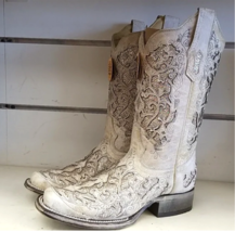 Corral Women&#39;s White Glitter Crystals Western Boots - Medium and Wide Sizes - £192.75 GBP