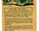 Pacific Beach California Brochure 1950&#39;s Sun Sea &amp; Sand Year Round Vacat... - £27.67 GBP