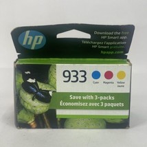 HP 933 3-pack Cyan/Magenta/Yellow Original Ink Cartridges EXP: 08/2025 - £9.58 GBP