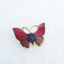 Enamel Gold-Toned Red Butterfly Lapel Hat Pin - £6.17 GBP