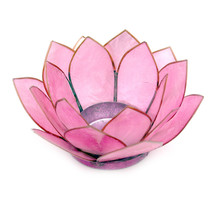 Scratch &amp; Dent Light Pink Capiz Shell Lotus Flower Small Tealight Candle Holder - £15.61 GBP