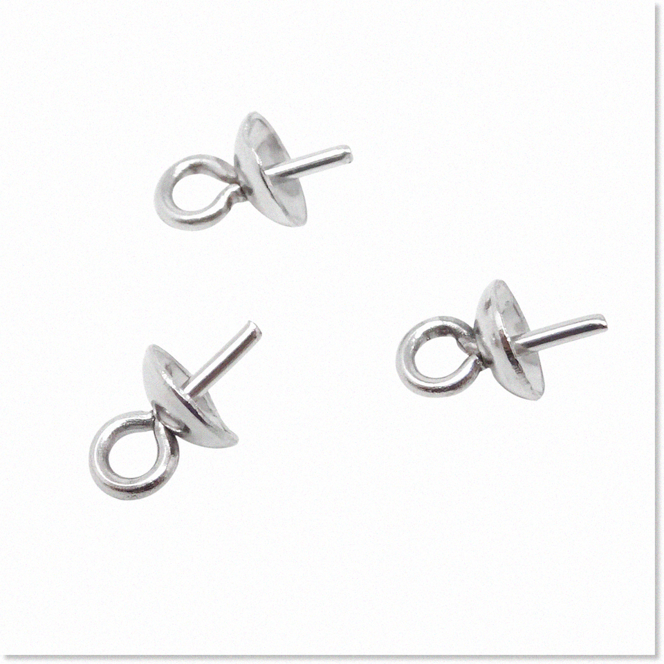 50PCS Stainless Steel Cup Pearl Screw Pin Bail Peg Pendant Connectors fo... - $15.83