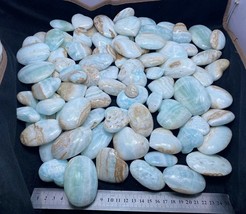 Caribbean Blue Calcite 84 Pcs 5100 gm Top Quality Mixed Hearts &amp; Palm worry lot - £213.62 GBP