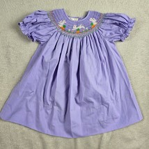 Rosalina Baby Collection Dress 18M Lilac Bunny Embroidery Ruched Sleeves... - $29.94