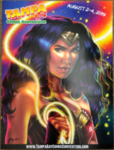 Morgan Davidson SIGNED Tampa Bay Comic Con Art Poster ~ Gal Gadot Wonder Woman - £23.73 GBP