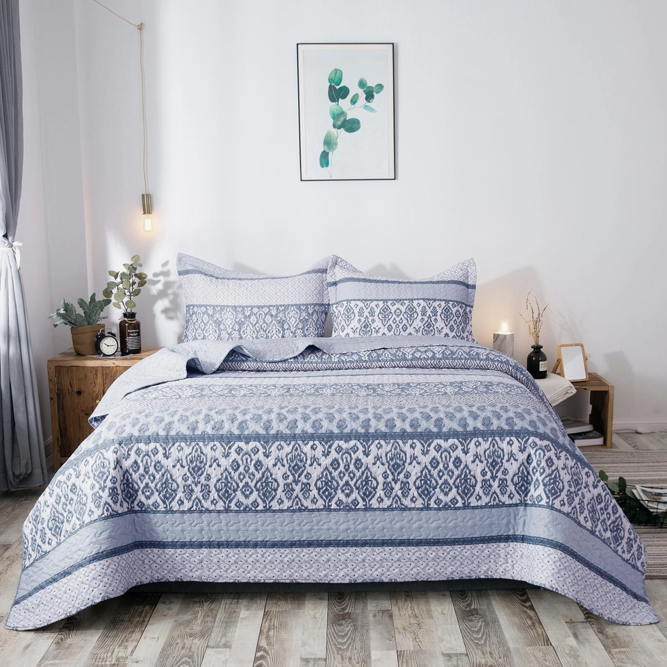NEW! Beautiful Cottagecore Vintage Pattern Printed Quilt Set Rustic Shabby Chic - $67.89 - $77.59