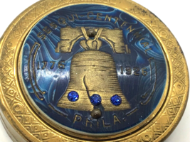 Sesquicentennial Pennsylvania 1926 Compact Brass Enamelled Blue Stones - £18.33 GBP