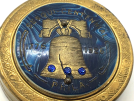 Sesquicentennial Pennsylvania 1926 Compact Brass Enamelled Blue Stones - £17.44 GBP