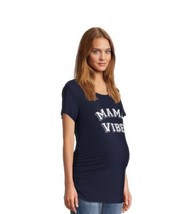 Maternity Graphic Side-Shirred T-Shirt &quot; MAMA VIBES&quot; print Size L - £14.04 GBP