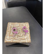 Breast Cancer Awareness Pink Ribbon Enamel Pins Silver Tone Lot Of 2 - $95.03 MXN
