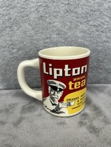 Vintage Lipton Tea Logo Coffee Tea Mug White Red and Yellow 3.75&quot; Tall - $13.58