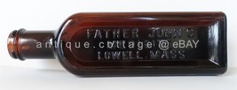 antique FATHER JOHN&#39;S MEDICINE AMBER BOTTLE lowell ma quack medicine bro... - £38.59 GBP