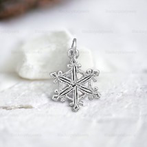 925 Sterling Silver Snowflake Winter Jewelry Pendant Gifts NEW 16mm Charms - £36.81 GBP