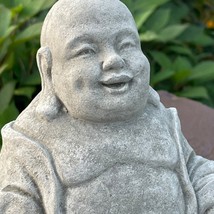 Concrete Buddha Garden Statue For Sale 8&quot; Stone Yard Sculpture For Outdoor Cemen - £37.41 GBP
