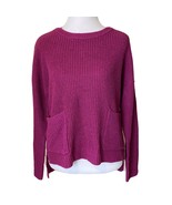 New MELLODAY Sweater Womens Small Berry Purple Crew Neck Two Pocket Knit  - $451.41 MXN
