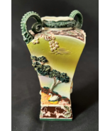 Japanese Sahiba High Relief Hand Painted Swan Lakes Double Handle Vase 1... - $68.56 CAD