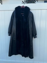 Vintage Leather &amp; fur long coat size M - £220.93 GBP