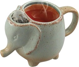 Elephant Tea Mug Green Ceramic 15oz - New In Box - In Stock Ships Today! - £15.86 GBP