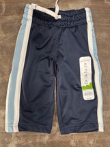 Jumping Beans Baby Boys Athletic Pants 12M Navy Mesh w/ Stripes NWT - $6.62
