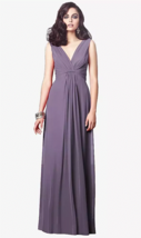 TH031...Draped V-Neck Shirred Chiffon Maxi Dress....Lavender...Size 16...NWT - £59.99 GBP