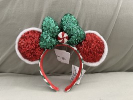 Disney Parks Authentic Christmas Red Sequin Ears Minnie Mouse Headband NEW - £39.23 GBP