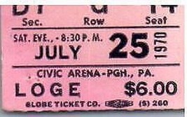 Trois Chien Nuit Concert Ticket Stub Juillet 25 1970 Pittsburgh Pennsylvania - £33.14 GBP