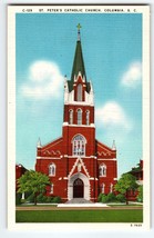 St. Peter&#39;s Catholic Church Columbia South Carolina Linen Postcard Unused SC - £12.33 GBP